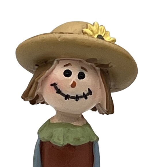 Harvest Blessings RARE Vintage Scarecrow Pencil Figurine Set Folk Art Fall Decor - Picture 6 of 15